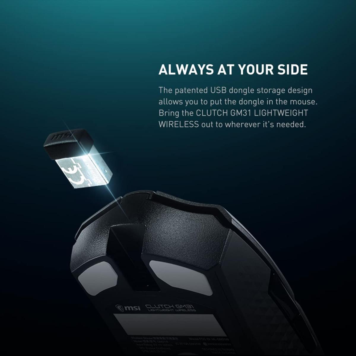 MSI Clutch GM31 Lightweight 12K DPI Wireless Ergonomic Gaming Mouse & Charging Dock MSI Clutch GM31 Lightweight 12K DPI Wireless Ergonomic Gaming Mouse & Charging Dock